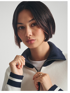 Women's Half Zip Sweater Antique White
