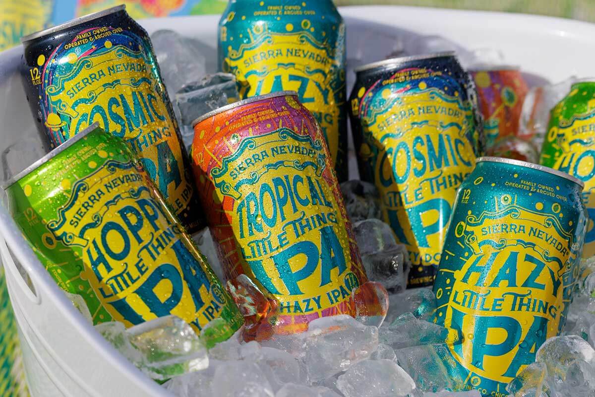 An icy bucket full of cans from the Hazy IPA Pack