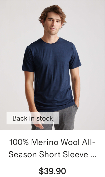 100% Merino Wool All-Season Short Sleeve Base Layer Tee