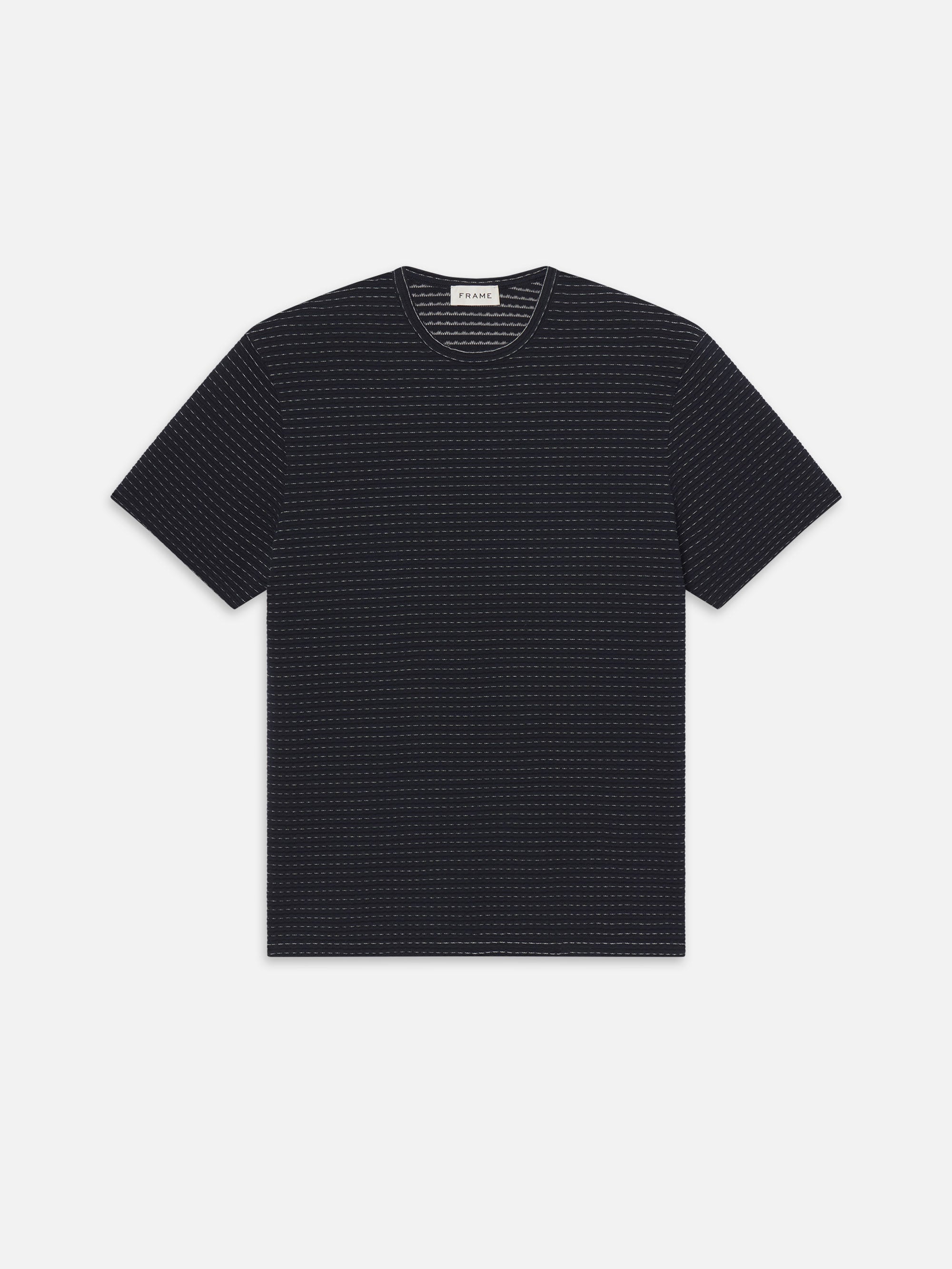 JACQUARD STRIPE TEE IN NAVY/CREAM STRIPE