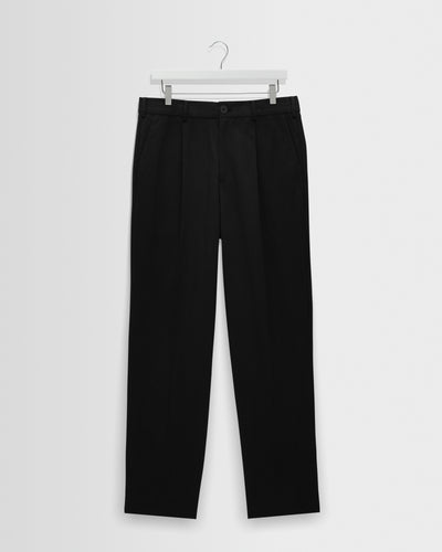 Aubyn - Black Cotton Tencel Twill Relaxed Fit Trousers