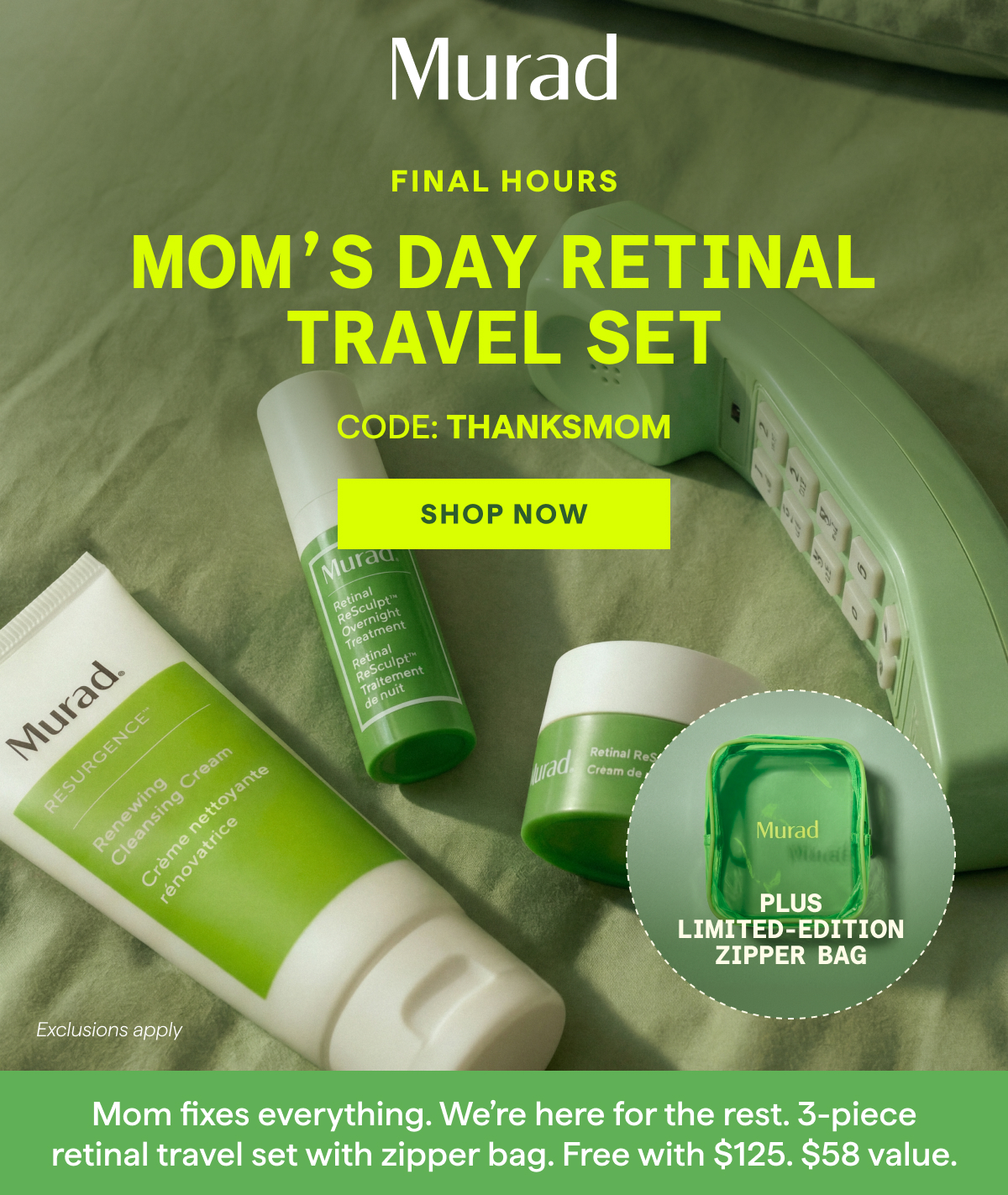 Free 3-Piece Retinal Travel Set - Code: THANKSMOM