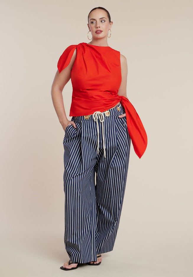 Twist-Tie Poplin Top