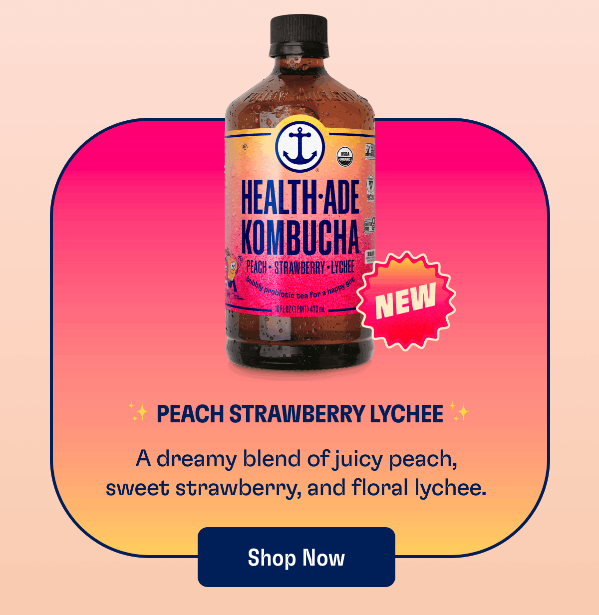 New | ✨ Peach Strawberry Lychee ✨ | A dreamy blend of juicy peach, sweet strawberry, and floral lychee. | Shop Now