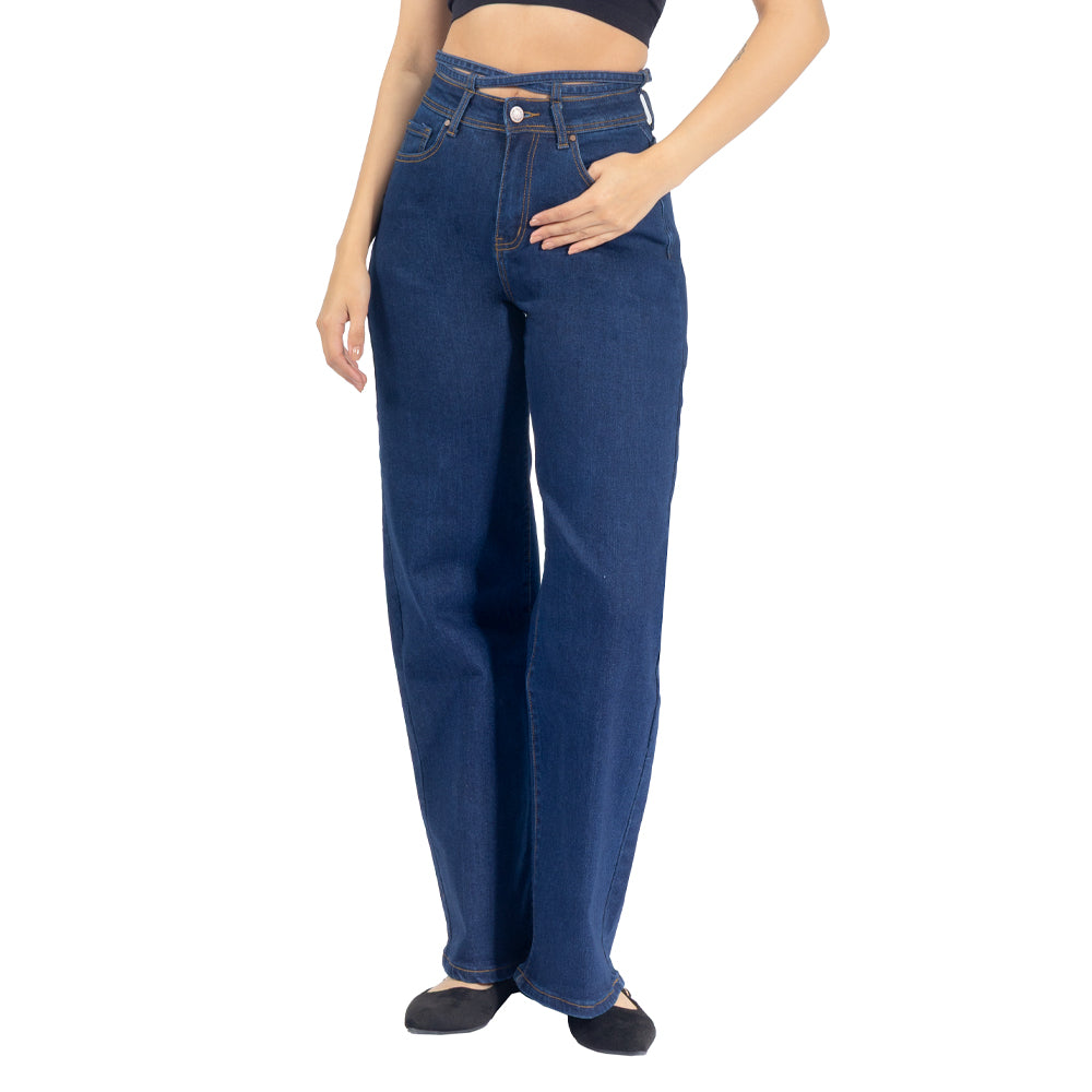 Jeans Wide Leg con Cinturon