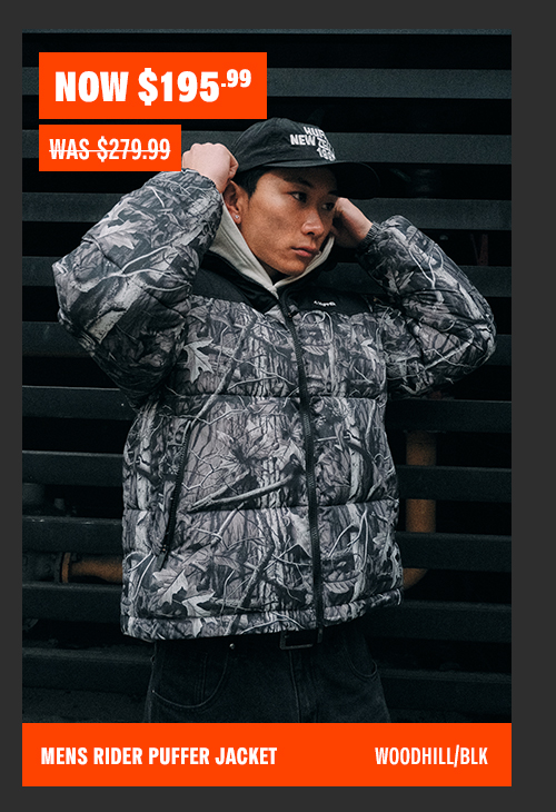 MENS RIDER PUFFER JACKET WOODHILL/BLK