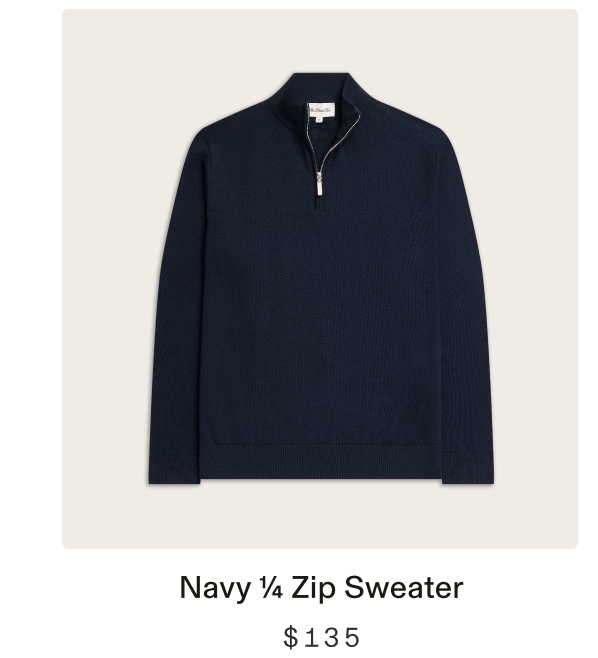 Navy 1½ Zip Sweater $135