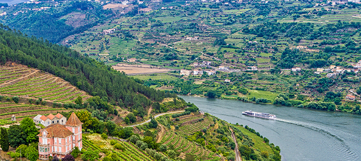 Viking River Ship Hillsides in Background