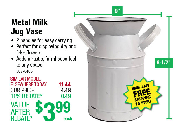 Metal Milk Jug Vase - ONLY $3.99 After Rebate*!