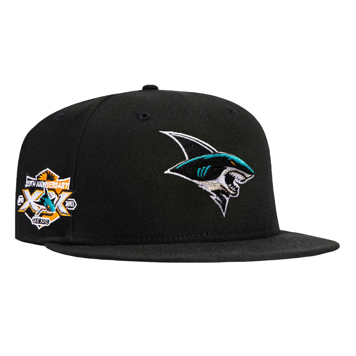 Image of New Era 59Fifty Black Dome San Jose Sharks 20th Anniversary Patch Alternate Hat - Black
