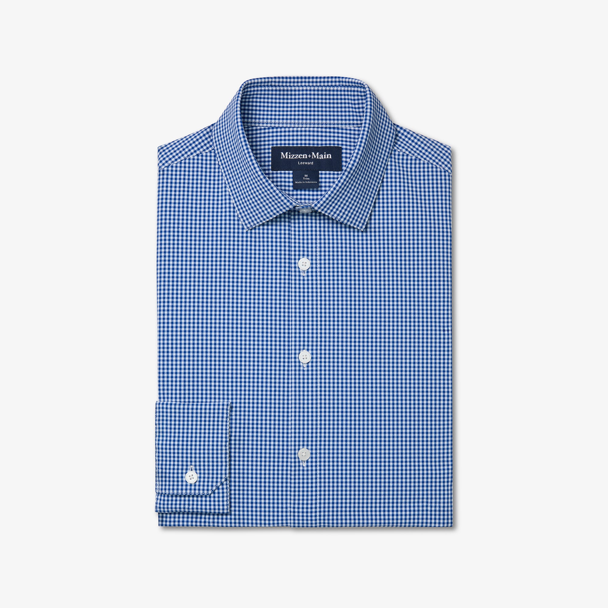 Image of Cobalt Ian Gingham Leeward Long Sleeve Dress Shirt