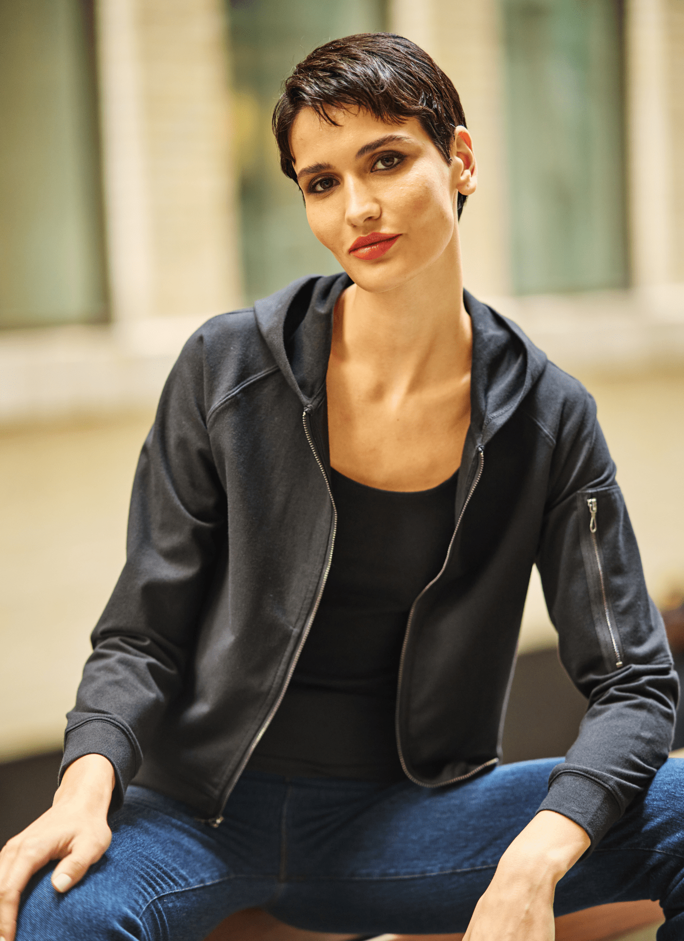 Image of Cotton Zip Up Hoodie Sweatshirt