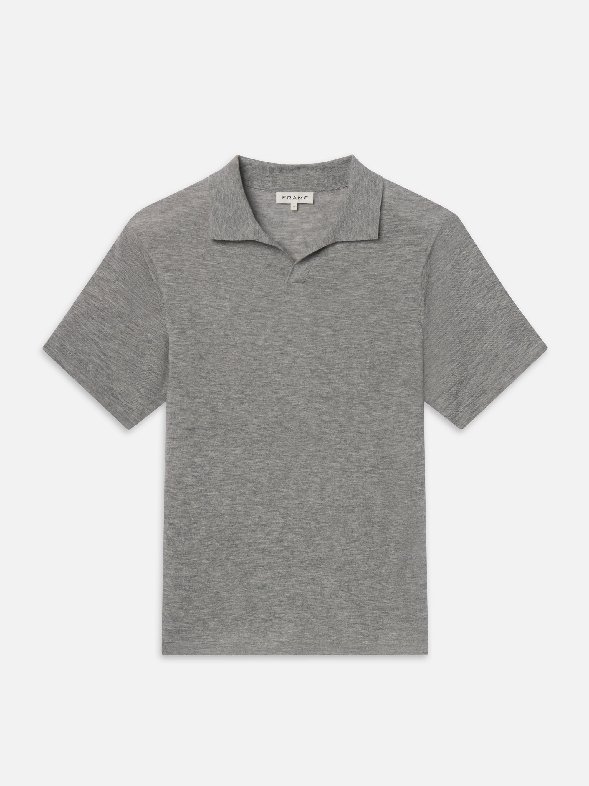 SUPERFINE POLO SWEATER IN LIGHT GREY MELANGE