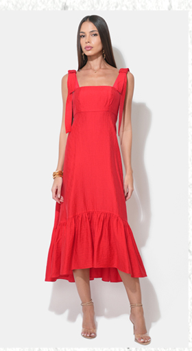 Ingrid Bow Strap Midi Dress
