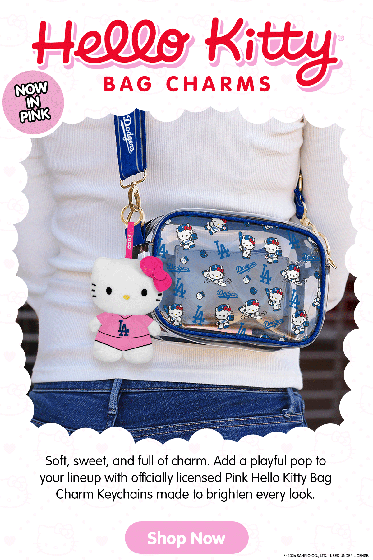 Hello Kitty® Now In Pink! Shop officially licensed Hello Kitty® Pink Bag Charms!