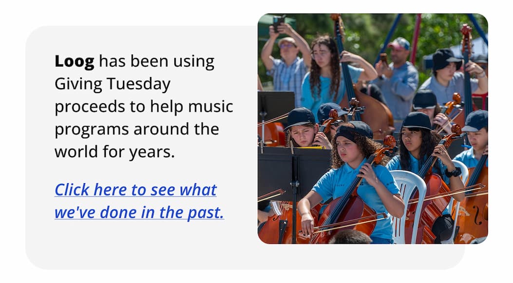 Loog has been using Giving Tuesday proceeds to help music programs around the world for years.