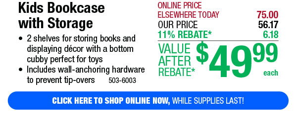 Kids Bookcase with Storage - Free Shipping To Store!