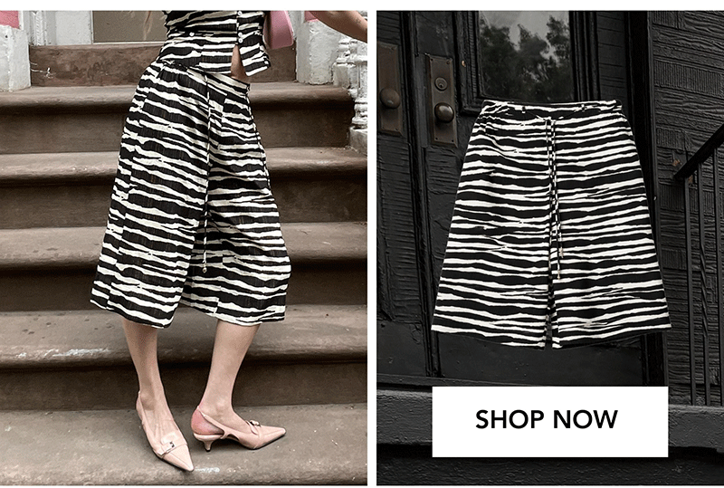 Zebra Lurex Stripe Wide Leg Culotte | SHOP NOW