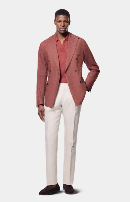 Tailored Fit Rust 1913 Linen Suit Jacket