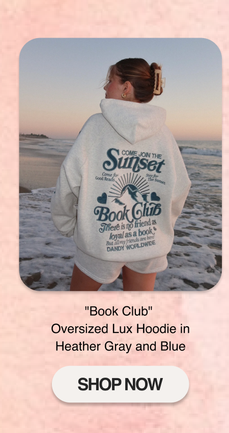 "Book Club" Oversized Lux Hoodie in Heather Gray and Blue