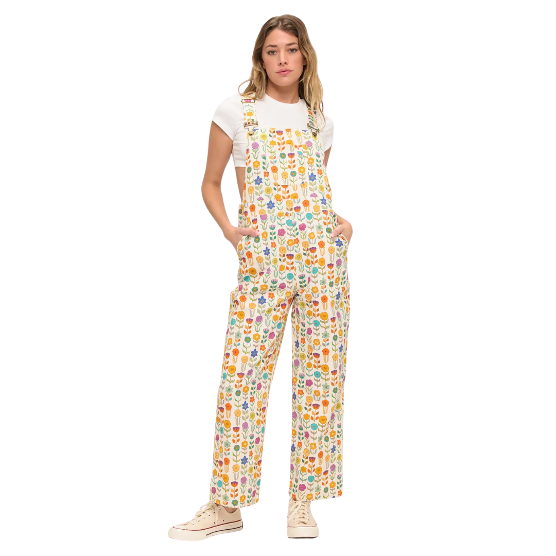 Image of Retro Mod Floral Overalls