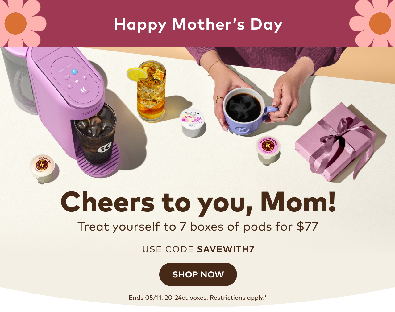 7 boxes of 20-24ct K-Cup® pods for $77 with code SAVEWITH7