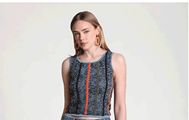 Cotton Blend Stripe Sweater Tank