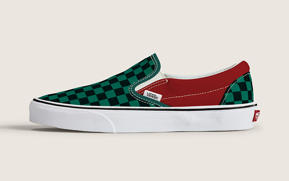 Classic Slip-On Checkerboard Shoe Green/Red