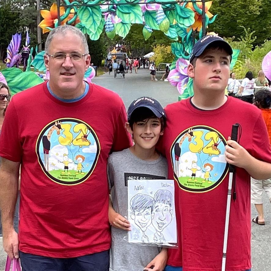 Declan Cassidy (right) pictured at the Jimmy Fund Summer Festival with his brother, Adrian (center), and father, Terry (left)