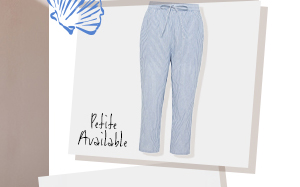M&Co Blue Stripe Straight Leg Cropped Trousers