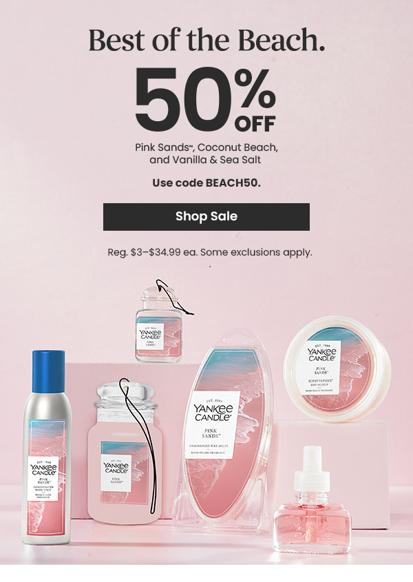 50% Off Pink Sands, Coconut Beach and Vanilla Sea Salt