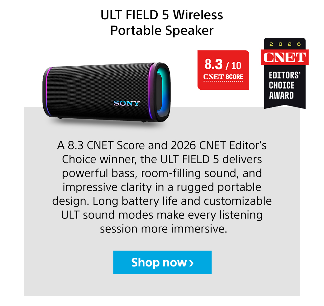 ULT Field 5 Wireless Portable Speaker | A 8.3 Cnet Score and 2026 Cnet Editor's Choice winner, the ULT Field 5 delivers powerful bass, room-filling sound, and impressive clarity in a rugged portable design. Long battery life and customizable ULT sound modes make every listening session more immersive. Shop now