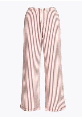 Striped Stretch Cotton Wide Leg Pants
