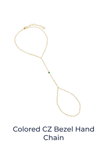 Colored CZ Bezel Hand Chain