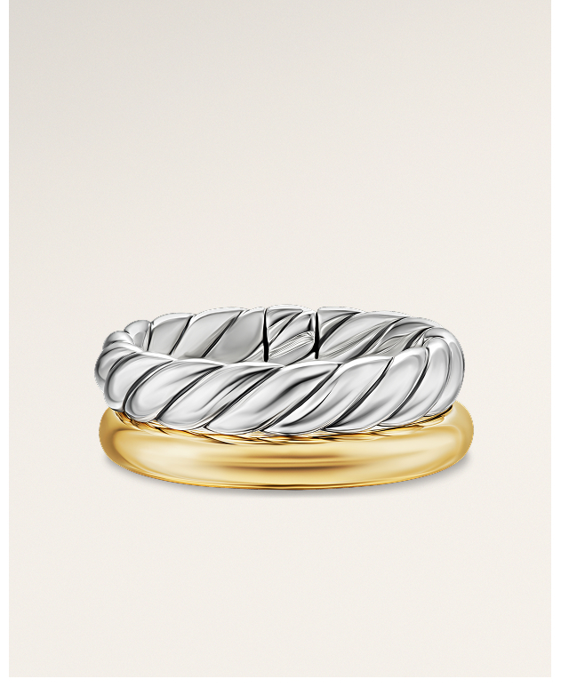 DY Mercer® Two Row RingSterling Silver with 18K Yellow Gold, 8mm