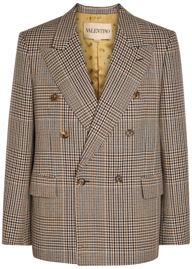 VALENTINO GARAVANI Houndstooth double-breasted wool blazer