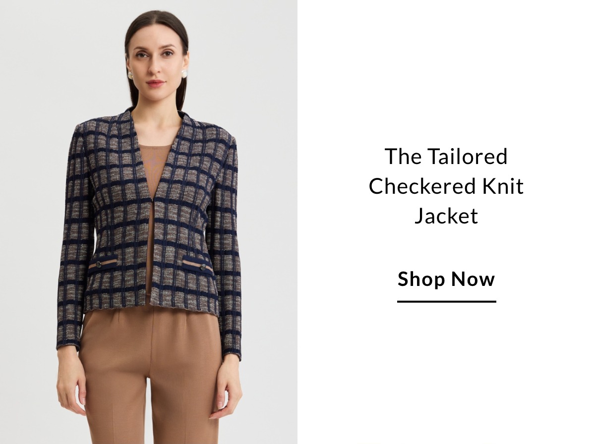 The Tailored Checkered Knit Jacket - SHOP NOW >>