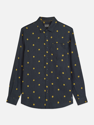 Linen Printed Regular-Fit Shirt