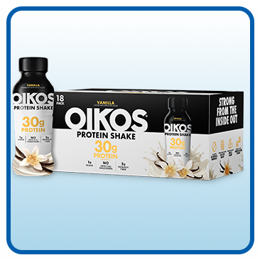 Oikos 30g Protein Shake, Vanilla, 12 fl oz, 18-Pack