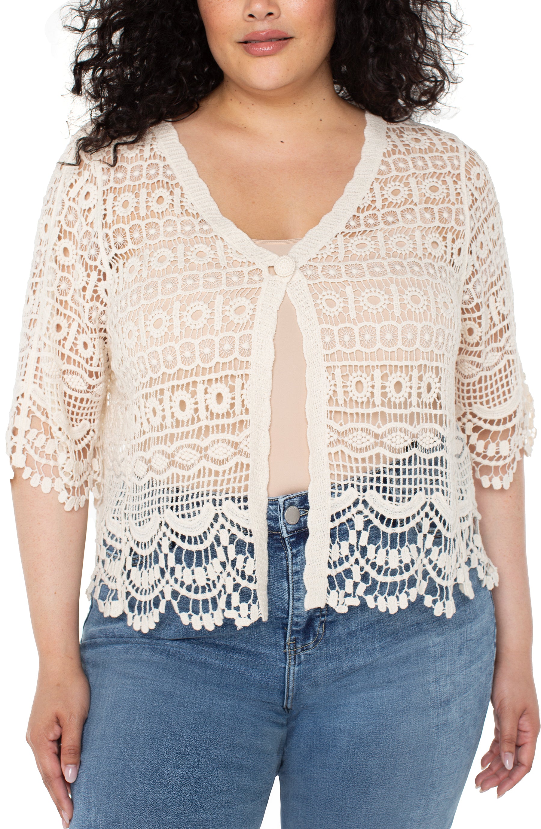 Image of SHORT SLEEVE LACE BOLERO