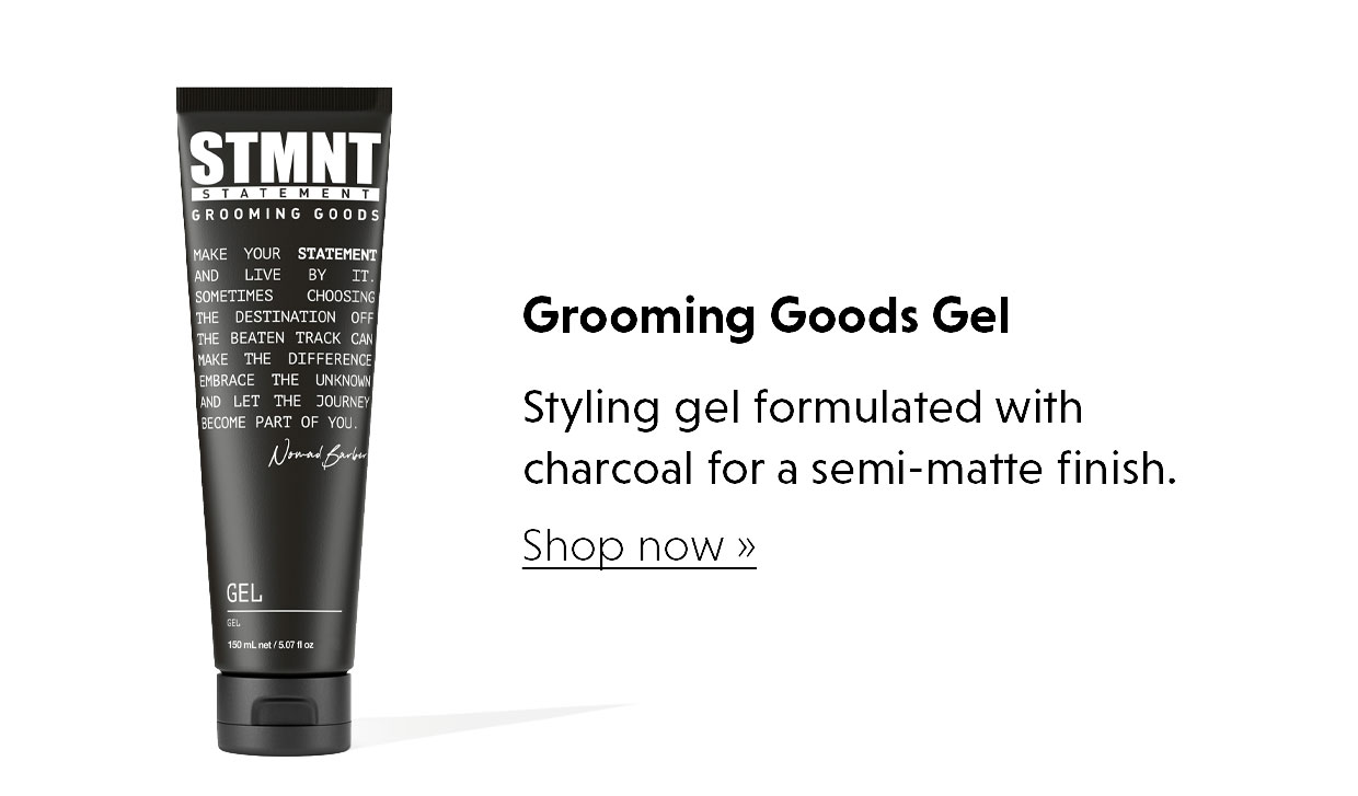 Grooming Goods Gel | Styling gel formulated with charcoal for a semi-matte finish.