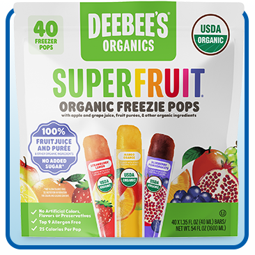 Deebee's Organic Superfruit Freezie Pops Variety Pack, 1.35 fl oz, 40-Count