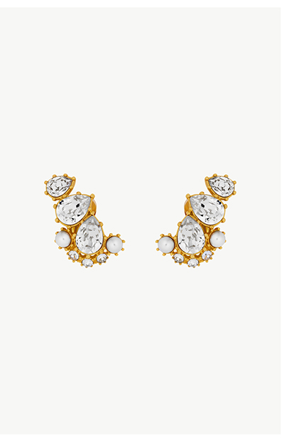 Faceted Crystal Cuff Clip-On Earrings
