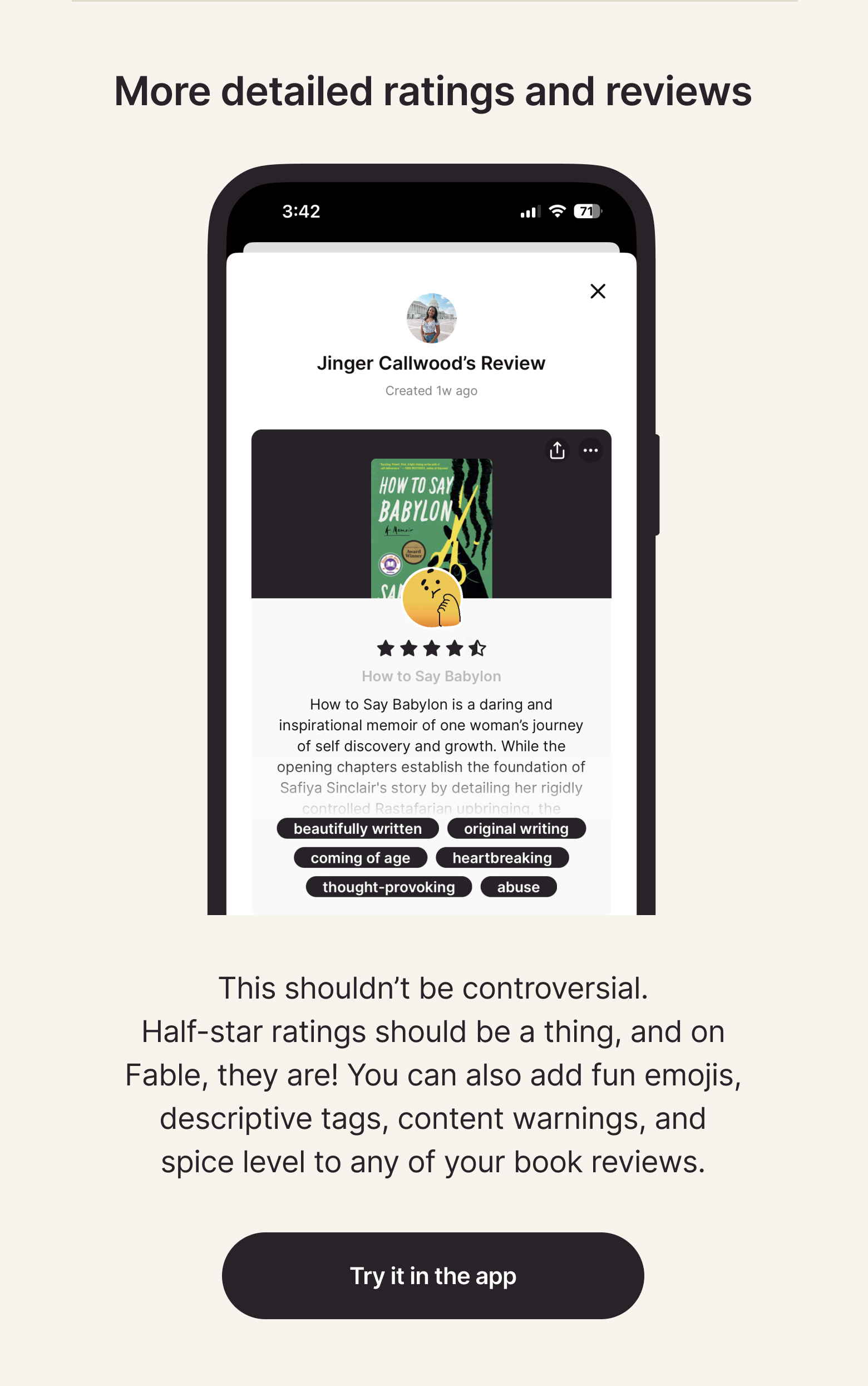 More detailed ratings and reviews