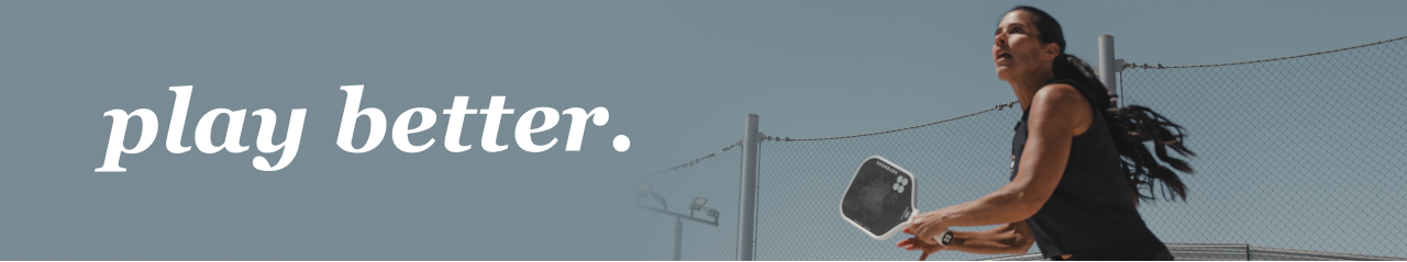 Play better logo with person playing pickleball