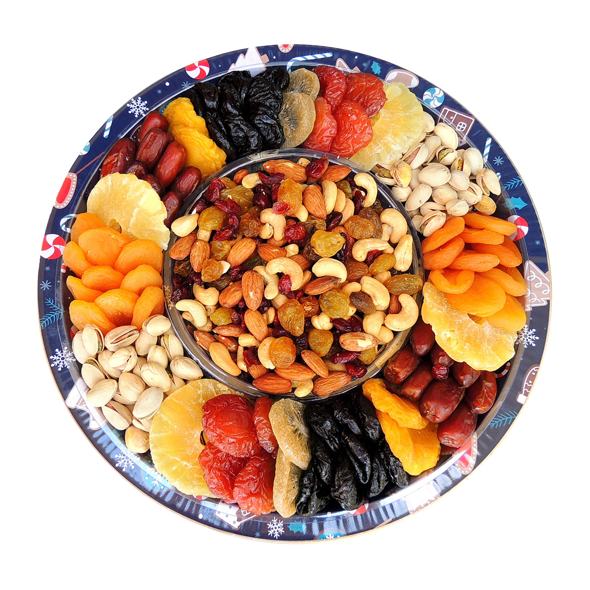 Vacaville Fruit Company, Dried Fruit and Nut Happy Holidays Tin Tray, 34 oz