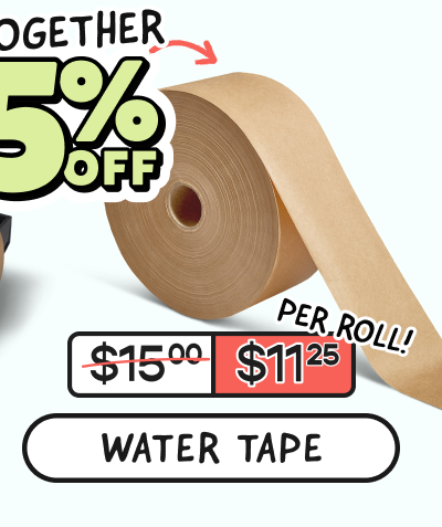 25% off Water Activated Tape 