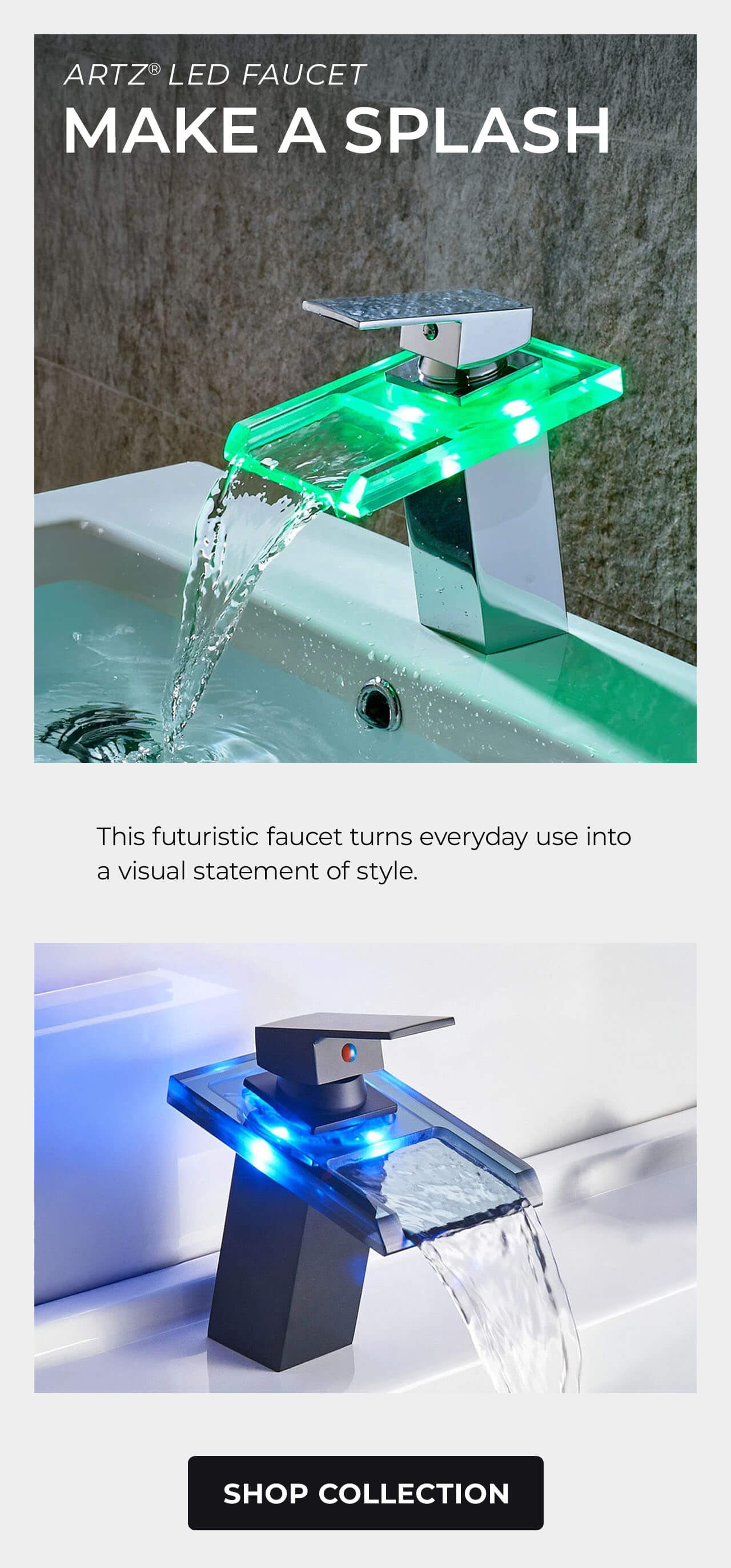 ArtZ® LED Waterfall Bathroom Faucet