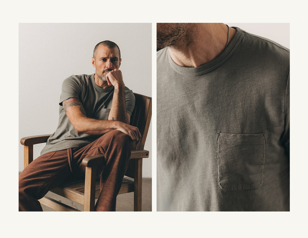 The Slub Tee in Smoked Olive