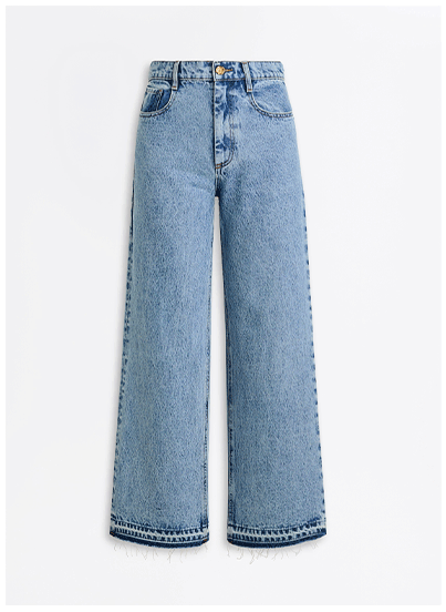 Denim Cropped Frayed Hem Jean